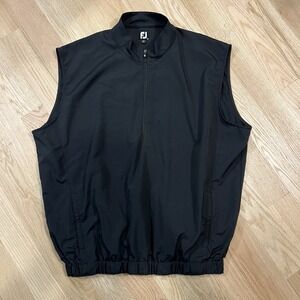 Footjoy Windshirt Vest Men's 2XL Black 1/4 Zip Soft Shell Sleeveless Golf Jacket